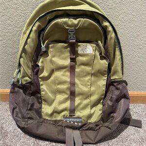 The North Face Lime Green and Grey Backpack